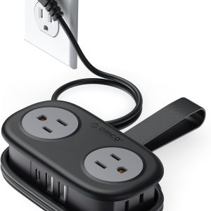 ORICO 4FT Purple Travel Power Strip with 4 AC Outlets, 2 USB-A Ports, and 1 USB-C Port, 45° Flat Plug Extension Cord with Non Surge Protector for Travel/Home/Dorm/Office-AP3