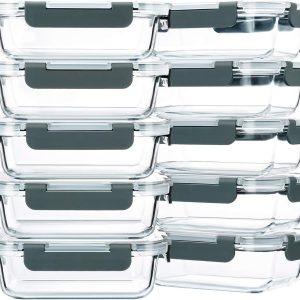 M MCIRCO 10-Pack,22 Oz Glass Meal Prep Containers,Glass Food Storage Containers with lids,Lunch Containers,Microwave, Oven, Freezer and Dishwasher