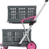 CLAX® The Original | Made in Germany | Multi Use Functional Collapsible Carts | Mobile Folding Trolley | Storage Cart Wagon | Shopping Cart with 2 Storage Crates (Pink)