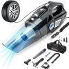 VARSK 4-in-1 Car Vacuum Cleaner High Power, Tire Inflator Portable Car Vacuum with Digital Tire Pressure Gauge LCD Display and LED Light, 12V DC, 15FT Cord, Essential Accessories for Men Women